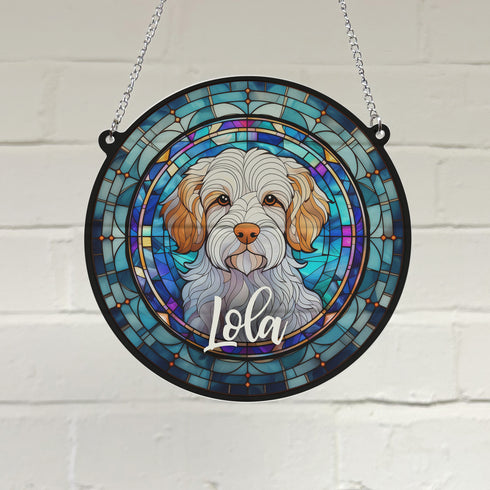 Clumber Spaniel Personalised Stained Glass Effect Suncatcher